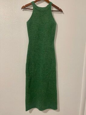 RIHOAS Green Halter Sweater Midi Dress